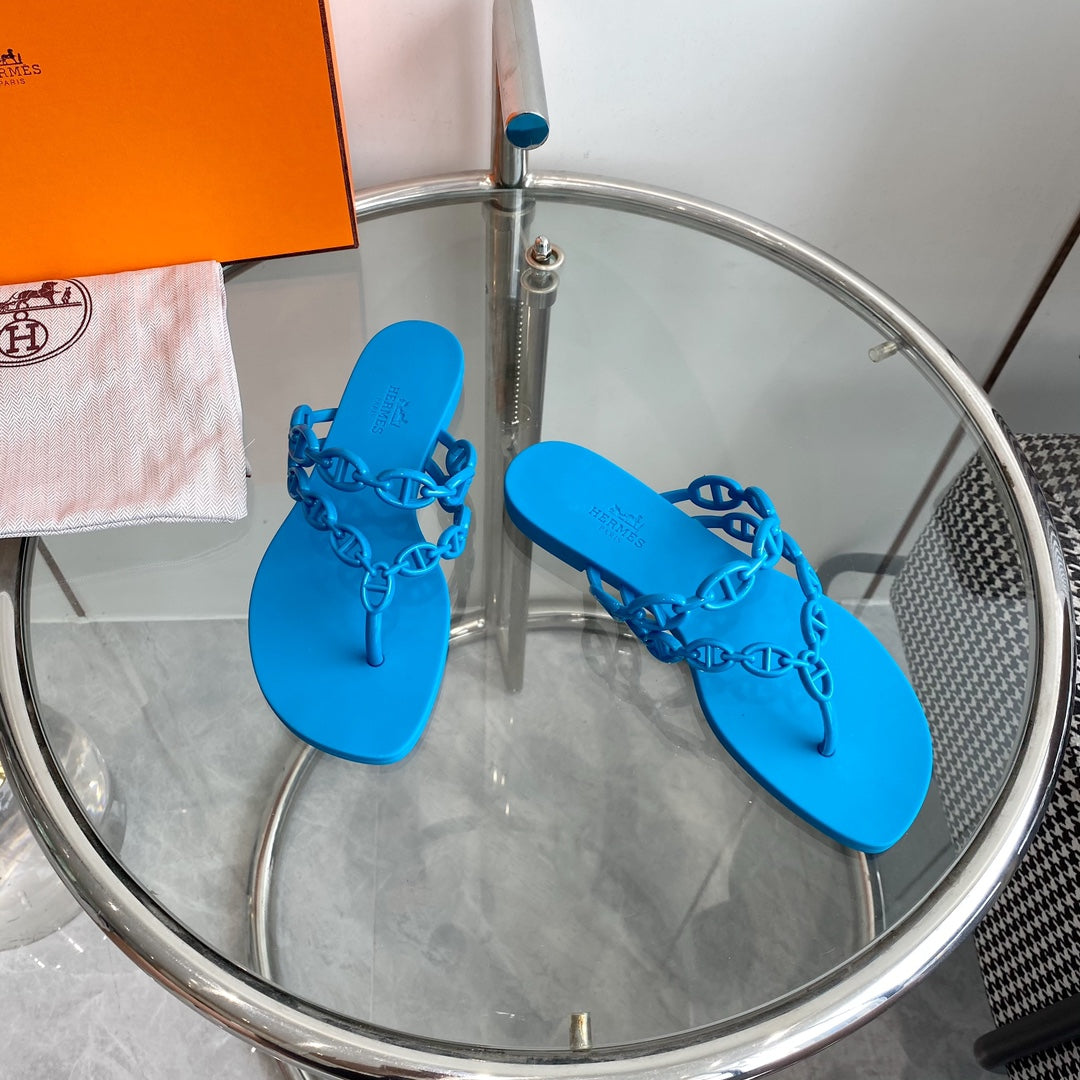HERMES ISLAND SANDAL VIVID SKY BLUE PVC WATERPROOF