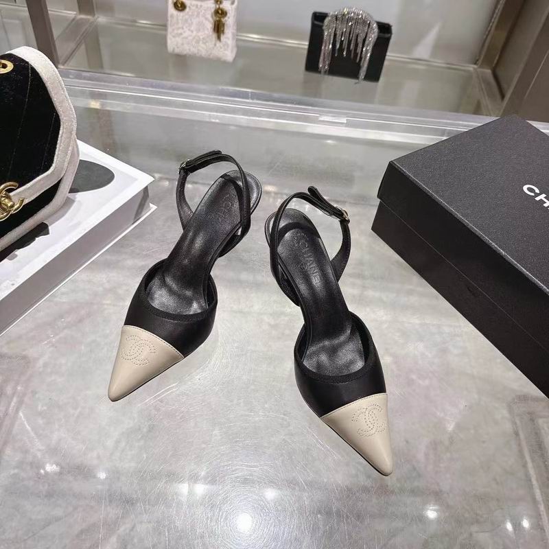 Chanel Two-Tone Pointed-Toe Slingback Heels