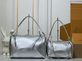 Louis Vuitton Papillon Silver Metallic Ostrich Leather Barrel Bag