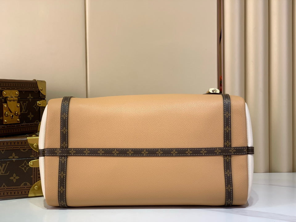 Louis Vuitton Tan Zip-Top Shoulder Bag with Monogram Trim