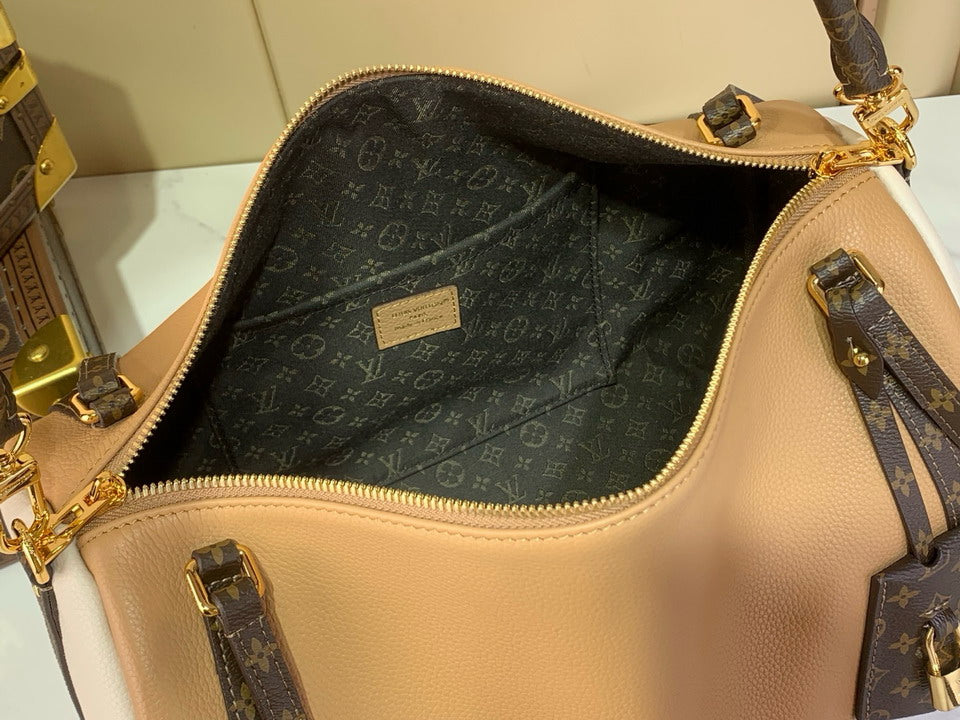 Louis Vuitton Tan Zip-Top Shoulder Bag with Monogram Trim