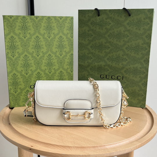 Gucci Horsebit 1955 Mini Bag – White Leather