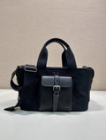 Prada Black Canvas & Leather Tote Bag